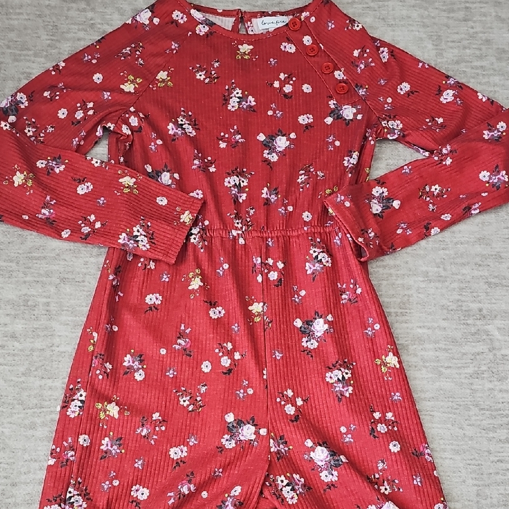 love, Fire Floral Red Jumpsuit
